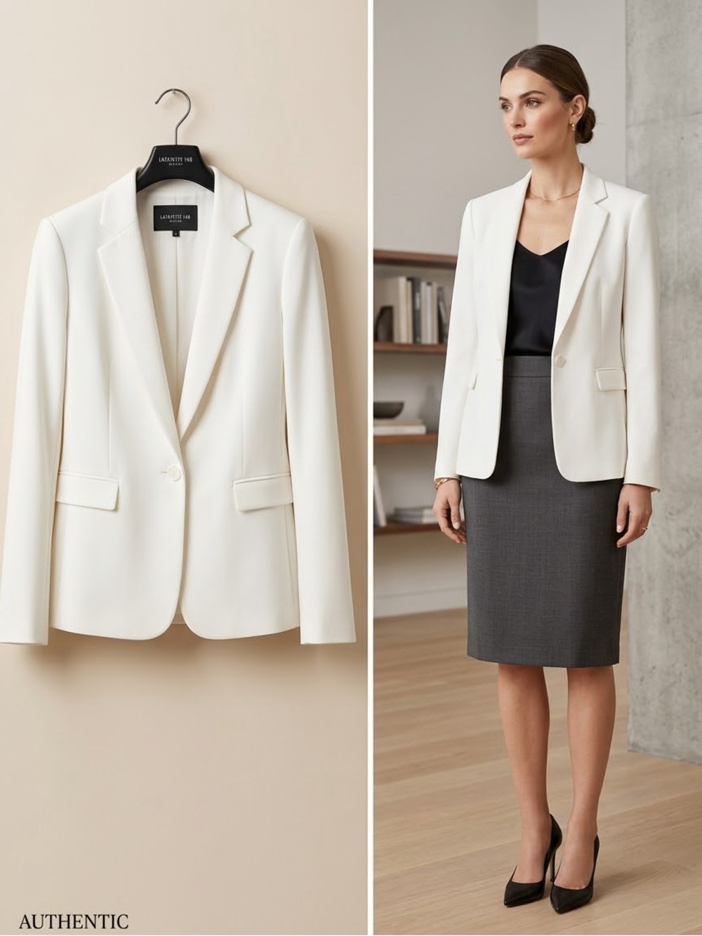 Lafayette 148 New York Women's White Single-Button Blazer